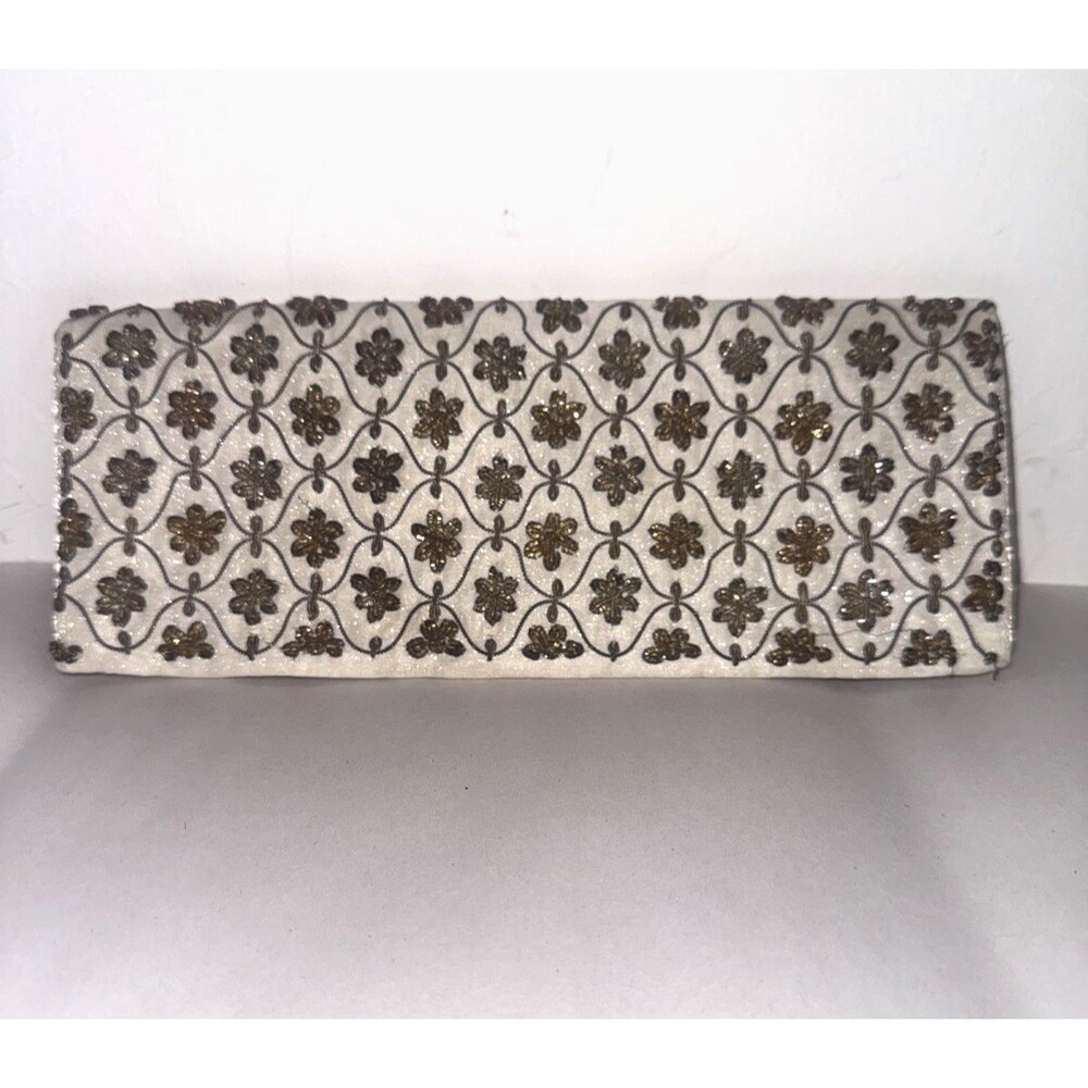 Eastern Artscorp Beaded Satin Clutch India Vintage Gold/bronze